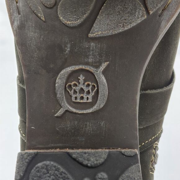 Born Womens Ankle Boots 8.5 Olive Suede Western Stacked Heel Coastal Cowgirl - Picture 10 of 11